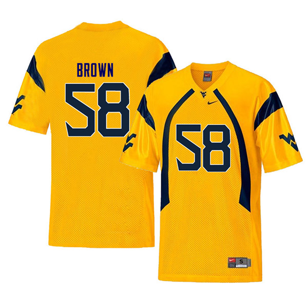 NCAA Men's Joe Brown West Virginia Mountaineers Yellow #58 Nike Stitched Football College Throwback Authentic Jersey KY23O21NY